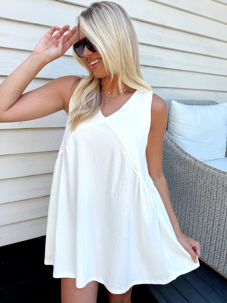 white casual mini dress Casual Icon Sleeveless Mini Dress – Bella Rose Boutique