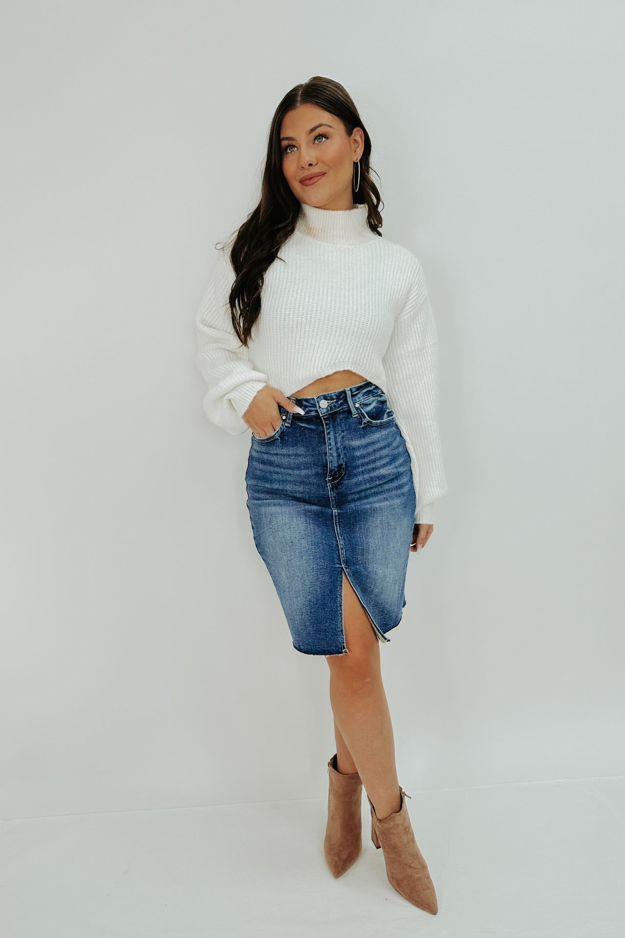 Sweet As Ever Denim Pencil Skirt