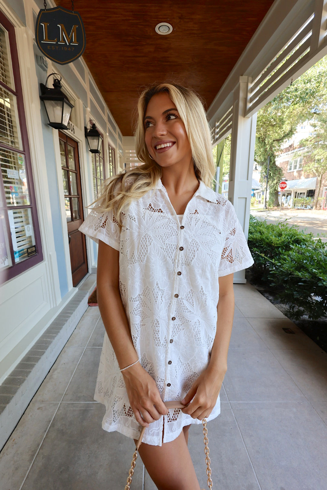 Sweet Paradise Eyelet Shirt Mini Dress