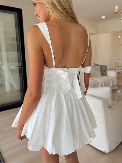 Angelic Approach Bow Mini Dress