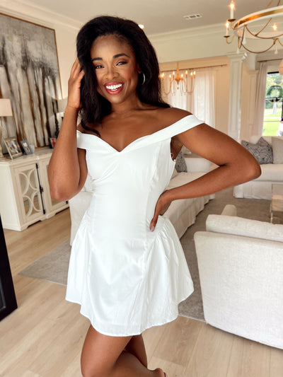 Skipping Town Off-Shoulder Dress