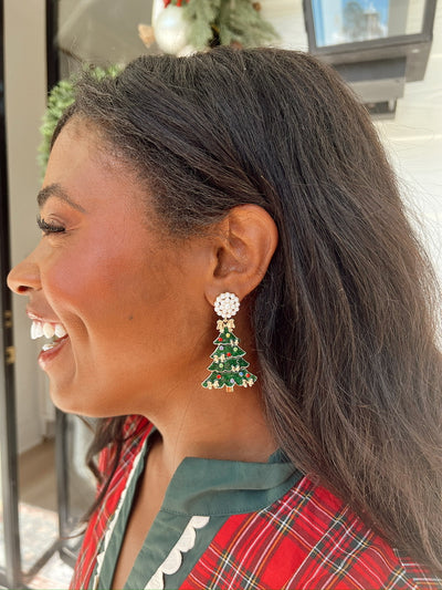 Glitter Embellished Christmas Tree Drop Earrings