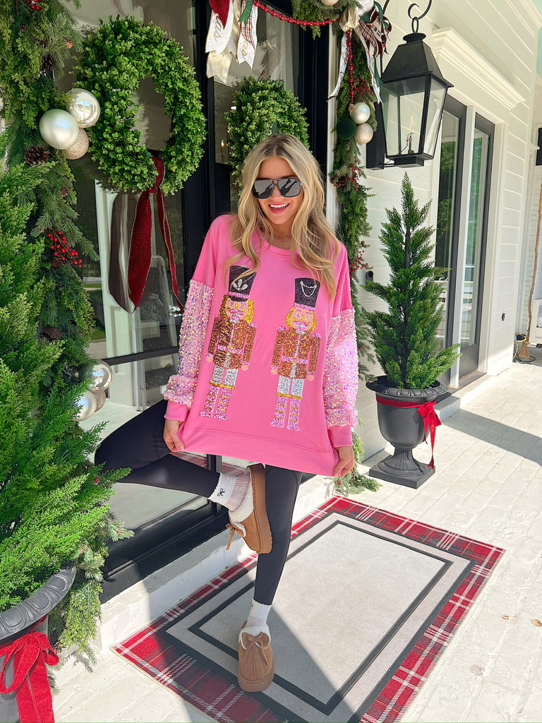 Land Of Sweets Sequined Nutcracker Sweater