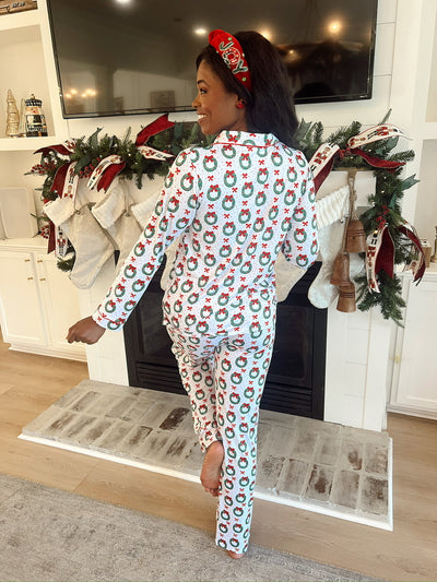 Clara Wreath Long Sleeve Button Up Top