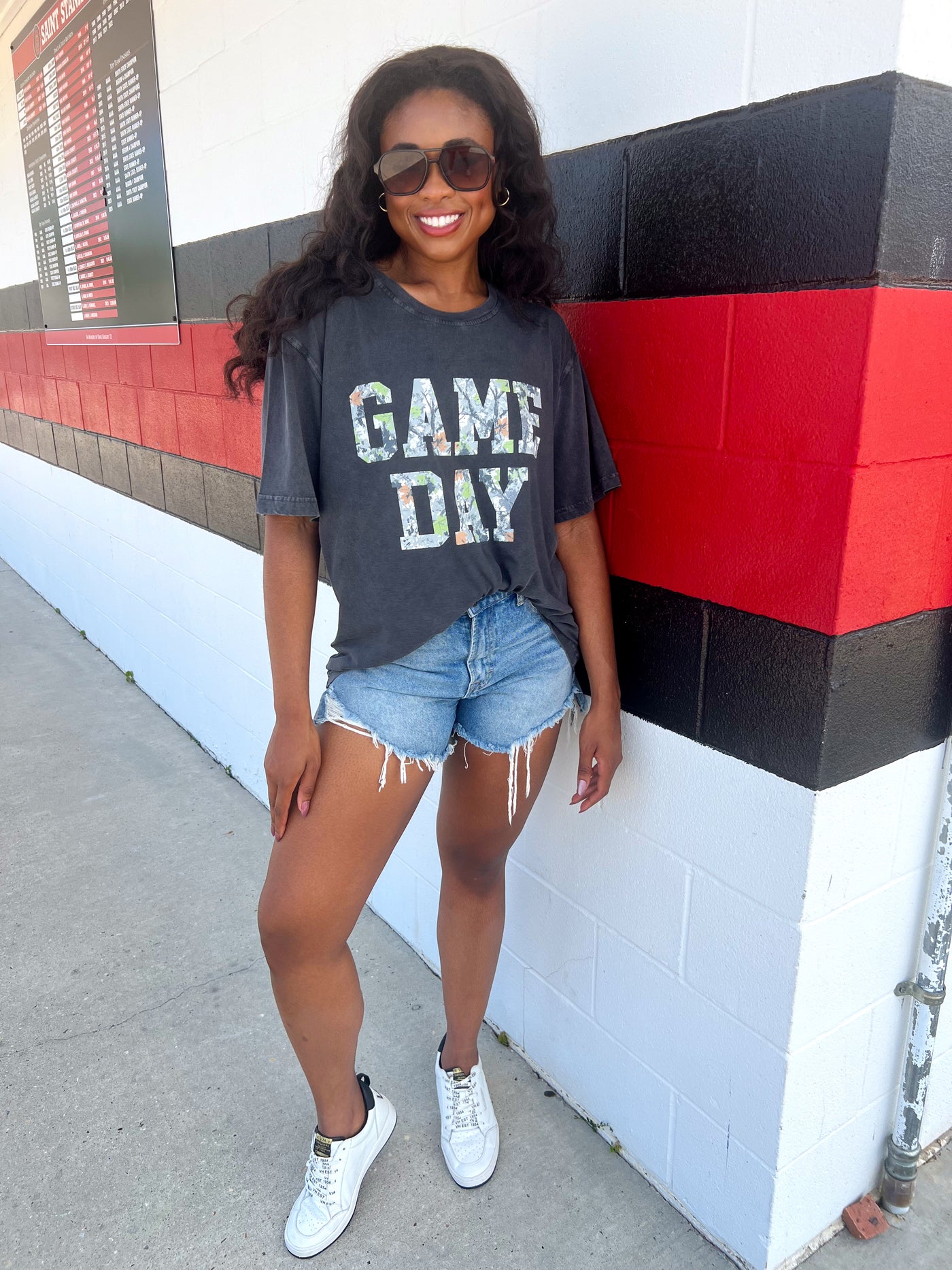 Camo Gameday Oversized Graphic Top