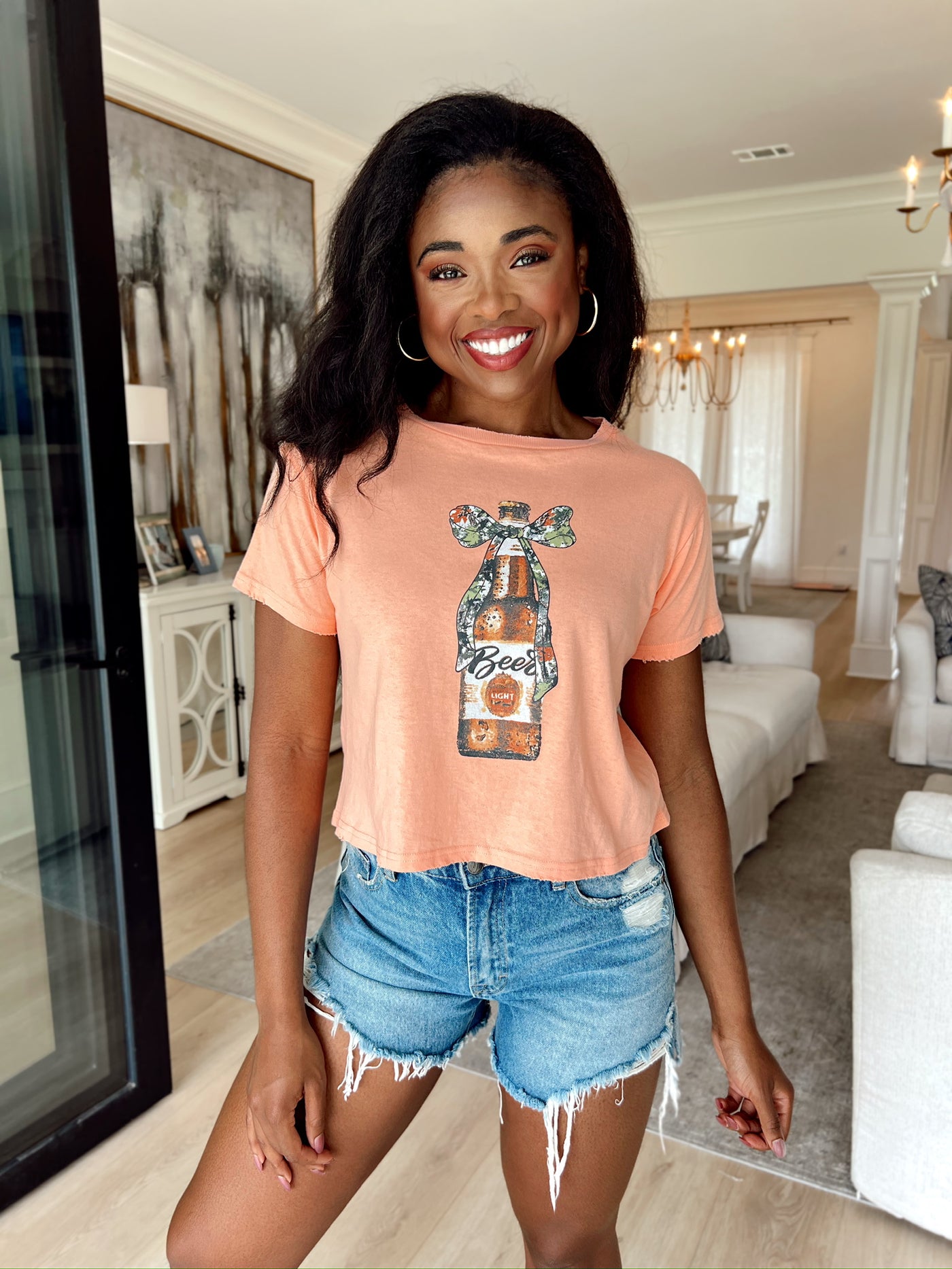 Camo Bow Beer Graphic Top