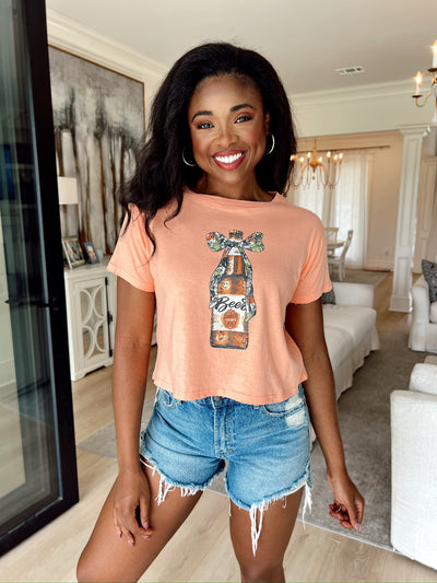 Camo Bow Beer Graphic Top
