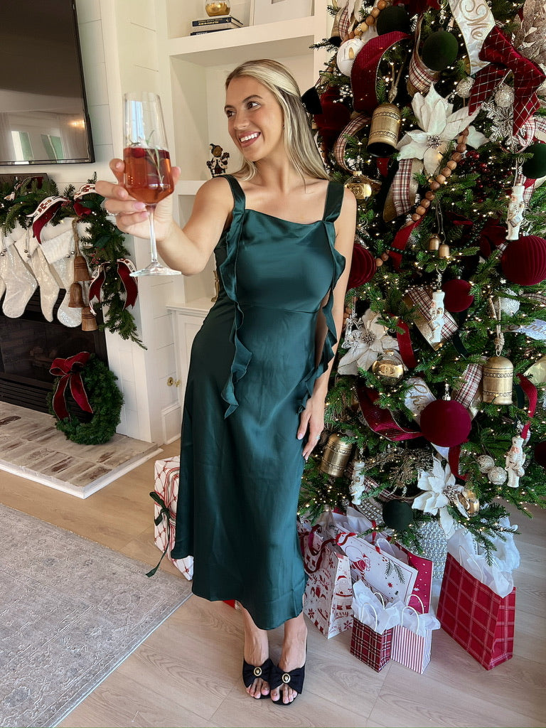 Nostalgic Moments Cowl Neck Midi Dress