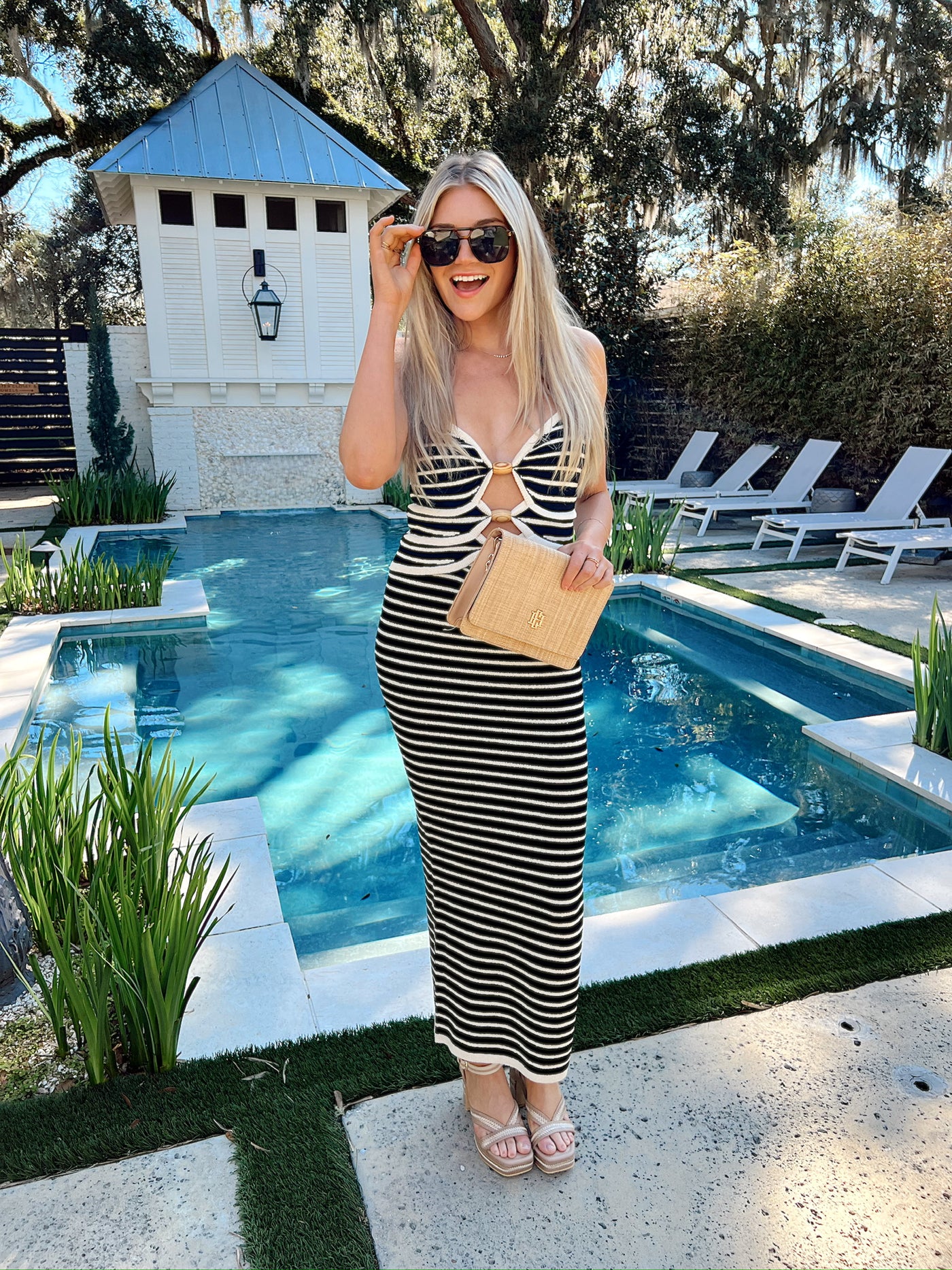 Simply Striped Cutout Midi Dress