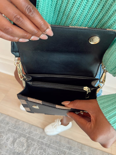 Take A Bow Checkered Crossbody Bag