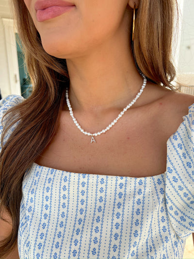 Simply Pristine Initial Pearl Necklace