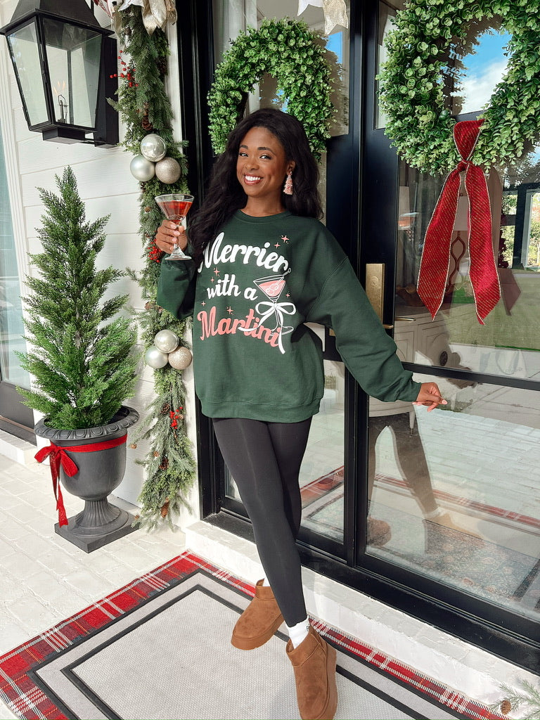 Merrier With A Martini Pullover Christmas Sweater