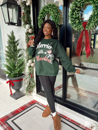 Merrier With A Martini Pullover Christmas Sweater