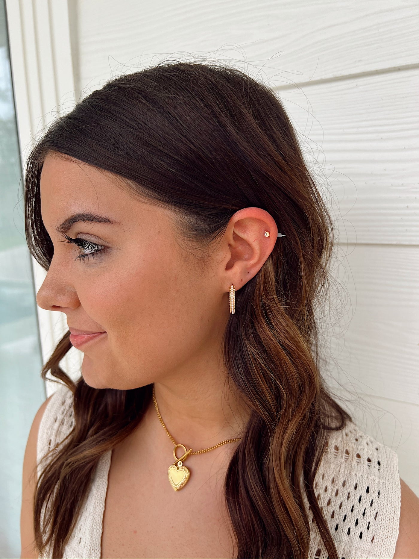 Posh Pearl Hoop Earrings