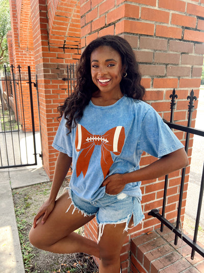 Football Bow Oversized Graphic Top