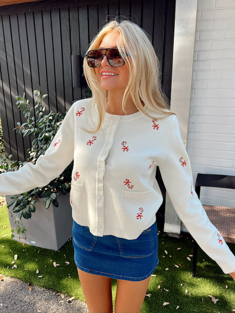 Sweet As Candy Cane Cardigan