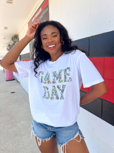 Camo Gameday Oversized Graphic Top