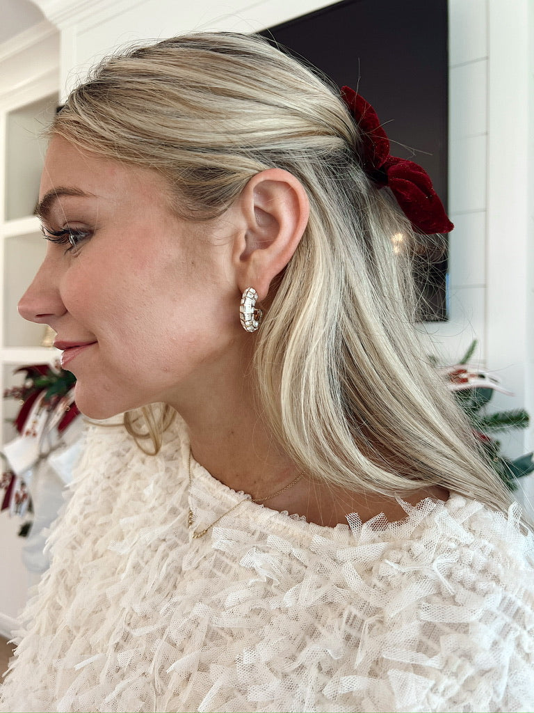 Square Rhinestone Hoop Earrings