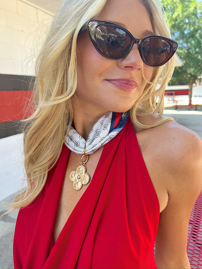 Game-day Scarf Necklace With Clover Charm