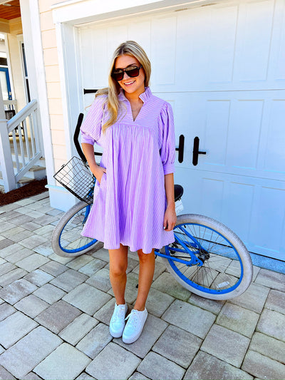 All About Class Pinstripe Mini Dress