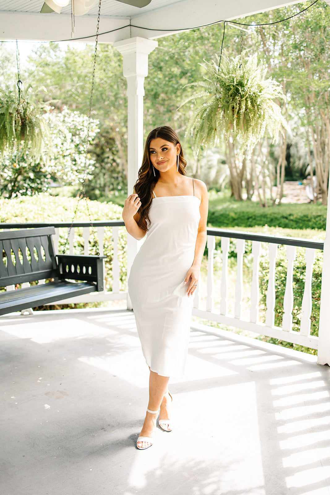 Rare Beauty Rhinestone Strap Midi Dress