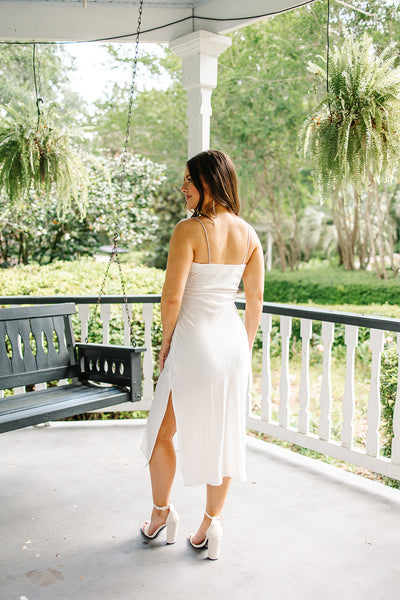 Rare Beauty Rhinestone Strap Midi Dress
