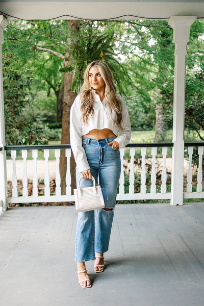 Feeling Enlightened Collared Crop Top