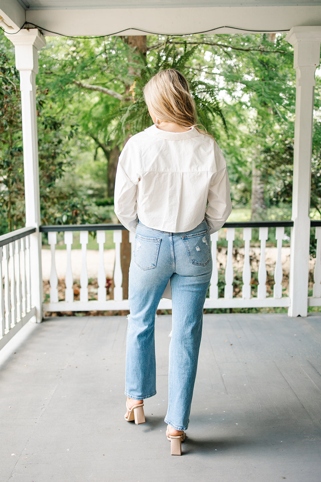 Feeling Enlightened Collared Crop Top