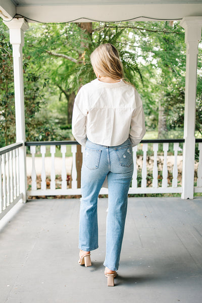 Feeling Enlightened Collared Crop Top