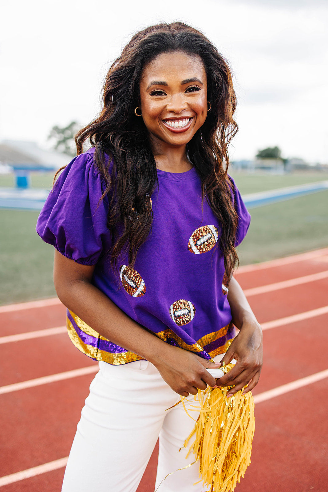 Field Goal Football Sequin Top