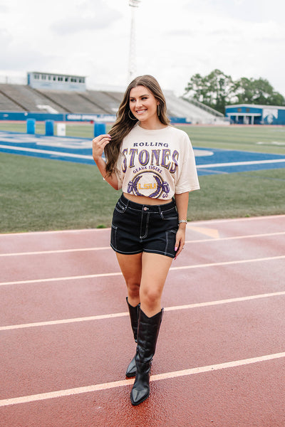 LivyLu Rolling Stones LSU College Vintage Tee