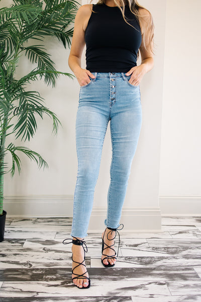 Eleni High Rise Button Up Jeans