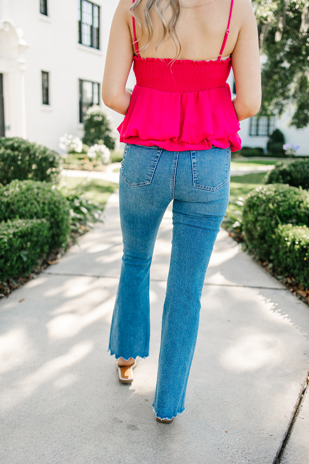 Caroline High Rise Crop Frayed Denim