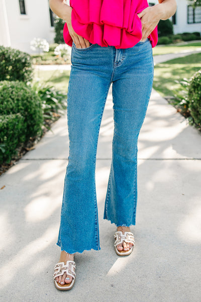 Caroline High Rise Crop Frayed Denim