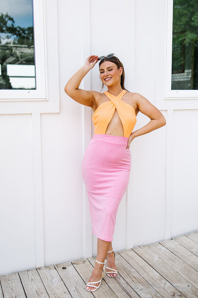 Vibrant Romance Halter Midi Dress