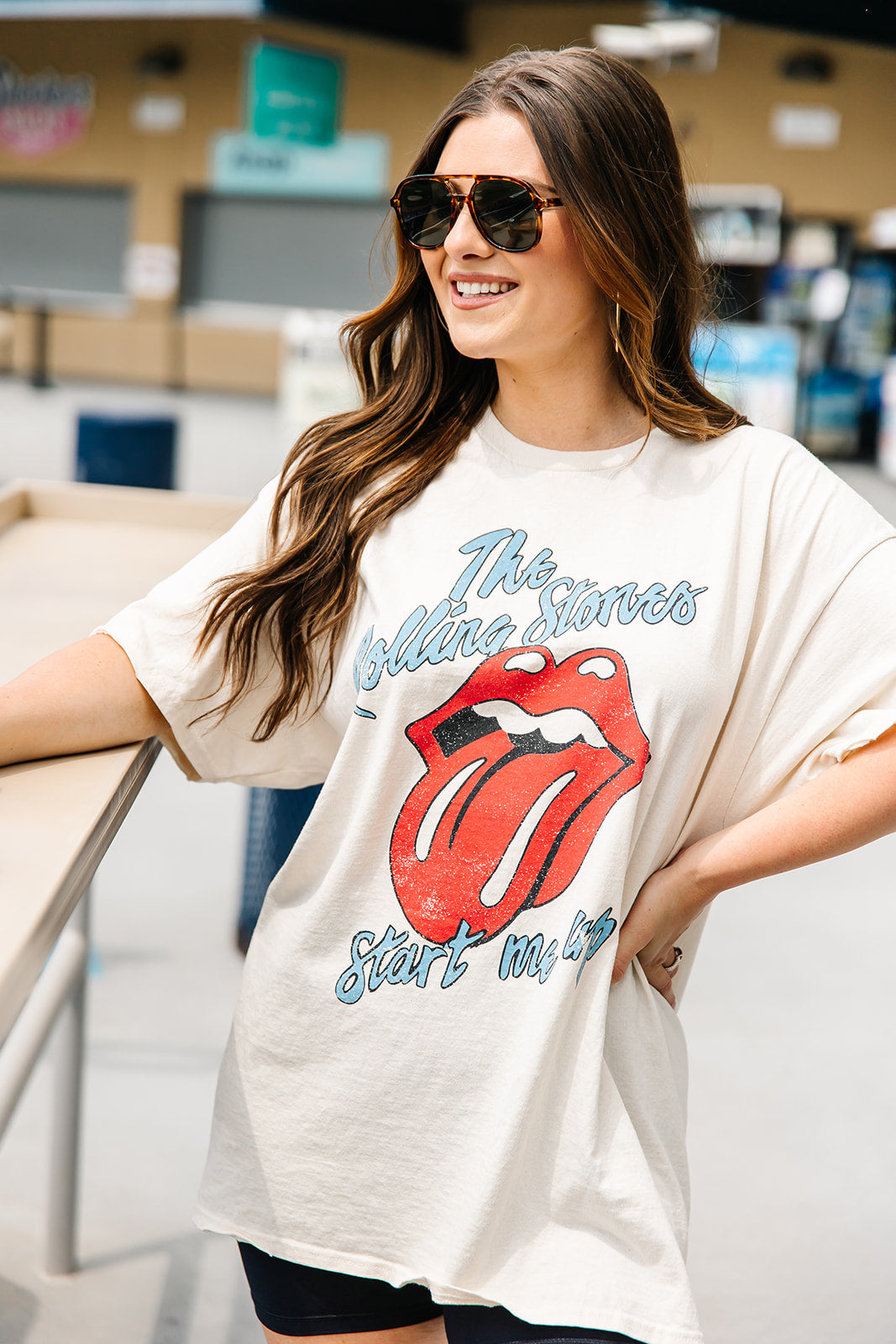 LivyLu Rolling Stone Distressed Tee