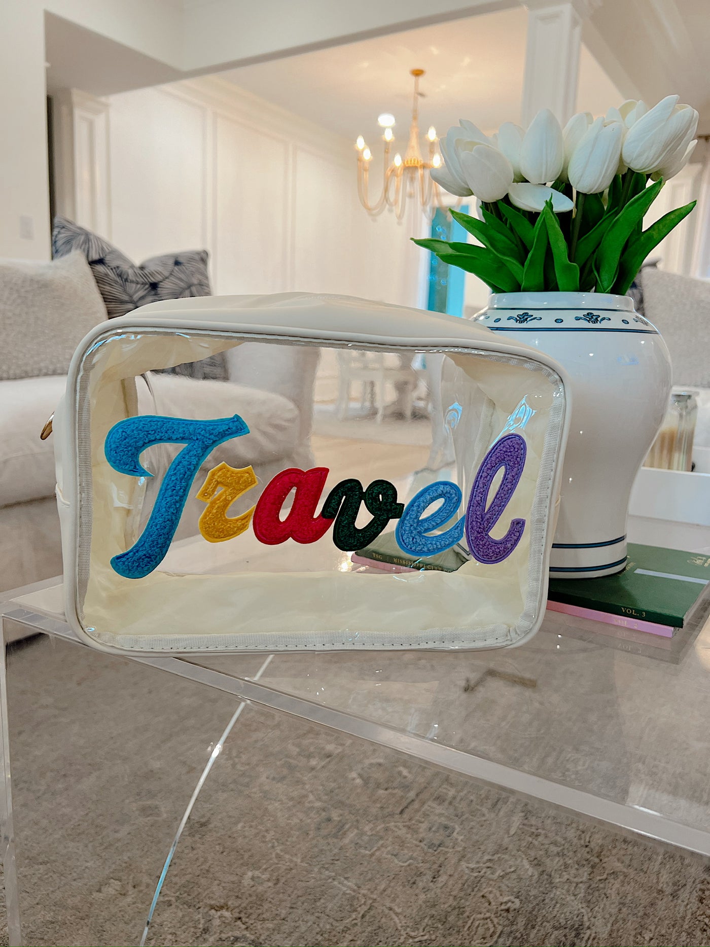 Travel Chenille Patch Pouch Bag