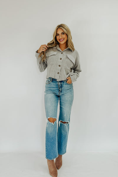 Alyssa Ribbed Cropped Shacket