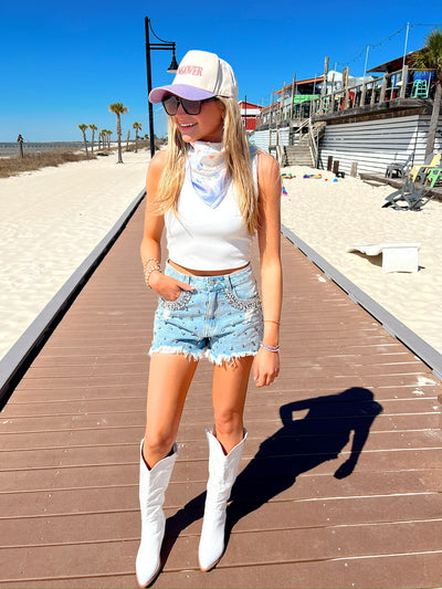 Pretty On Point Embellished Denim Shorts