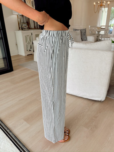 Noteworthy Stripe Wide-Leg Linen Pants