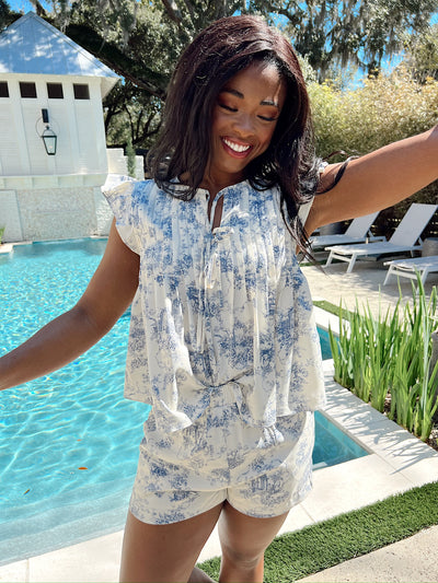 Floral Harmony Pleated Blouse