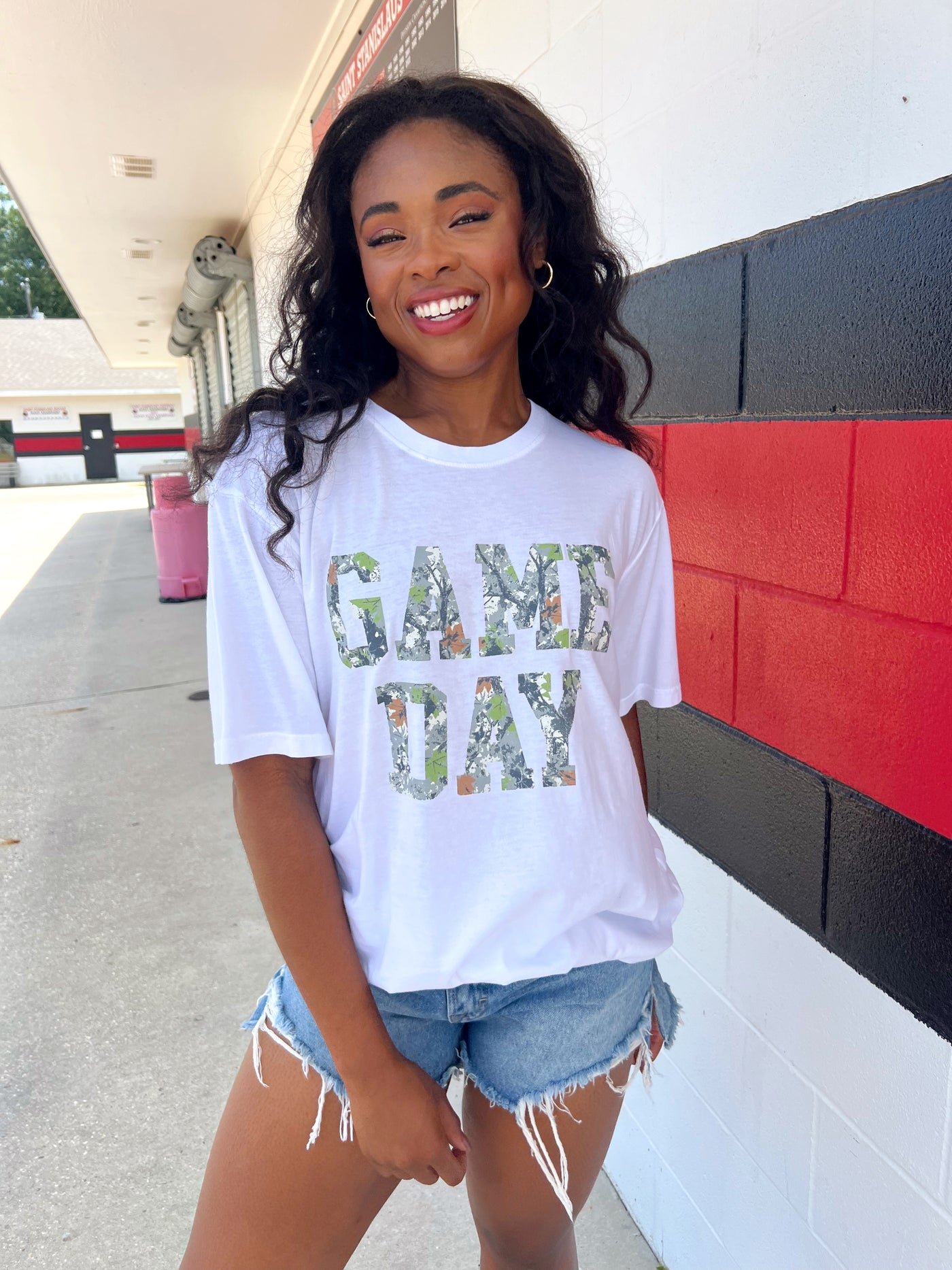 Camo Gameday Oversized Graphic Top