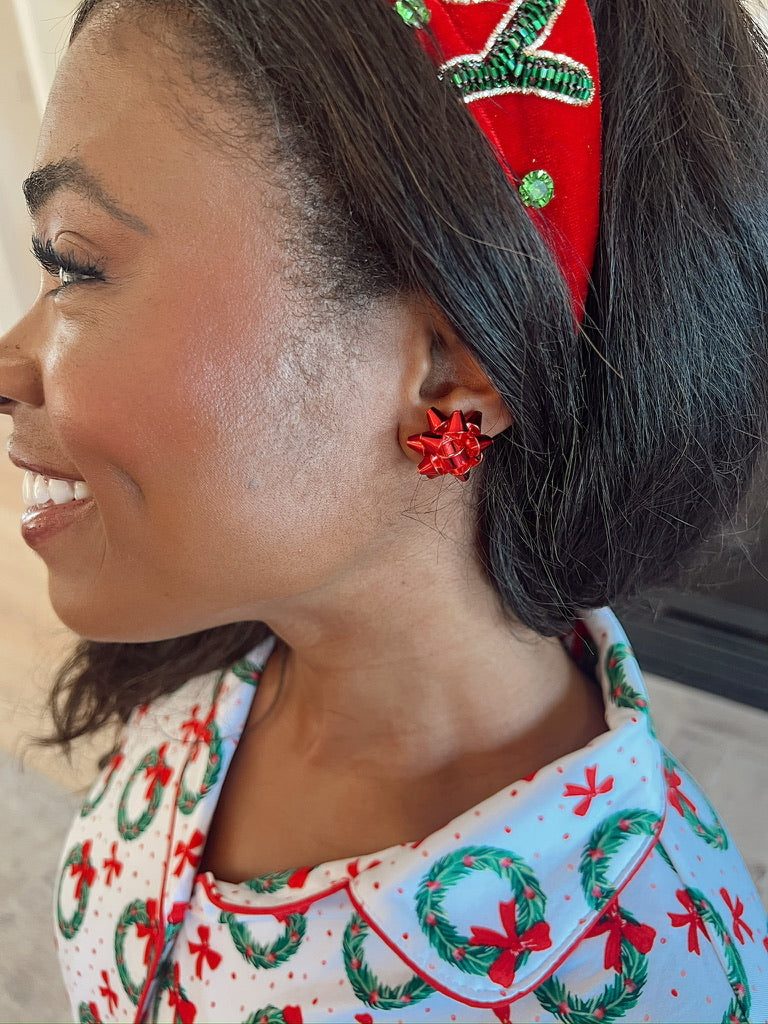 Christmas Present Bow Stud Earrings