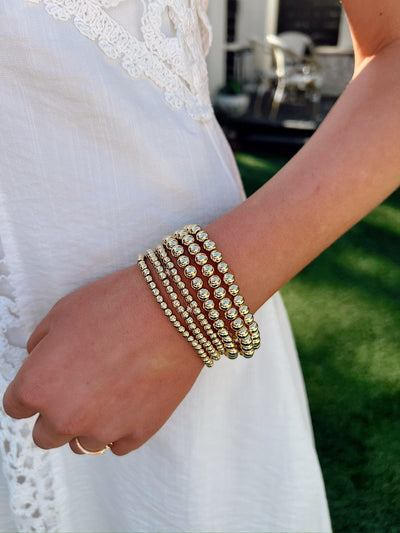 6 Piece Assorted Gold Bead Stretch Bracelet Set