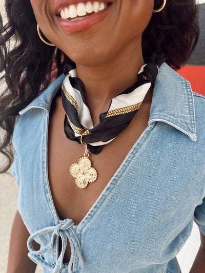 Game-day Scarf Necklace With Clover Charm