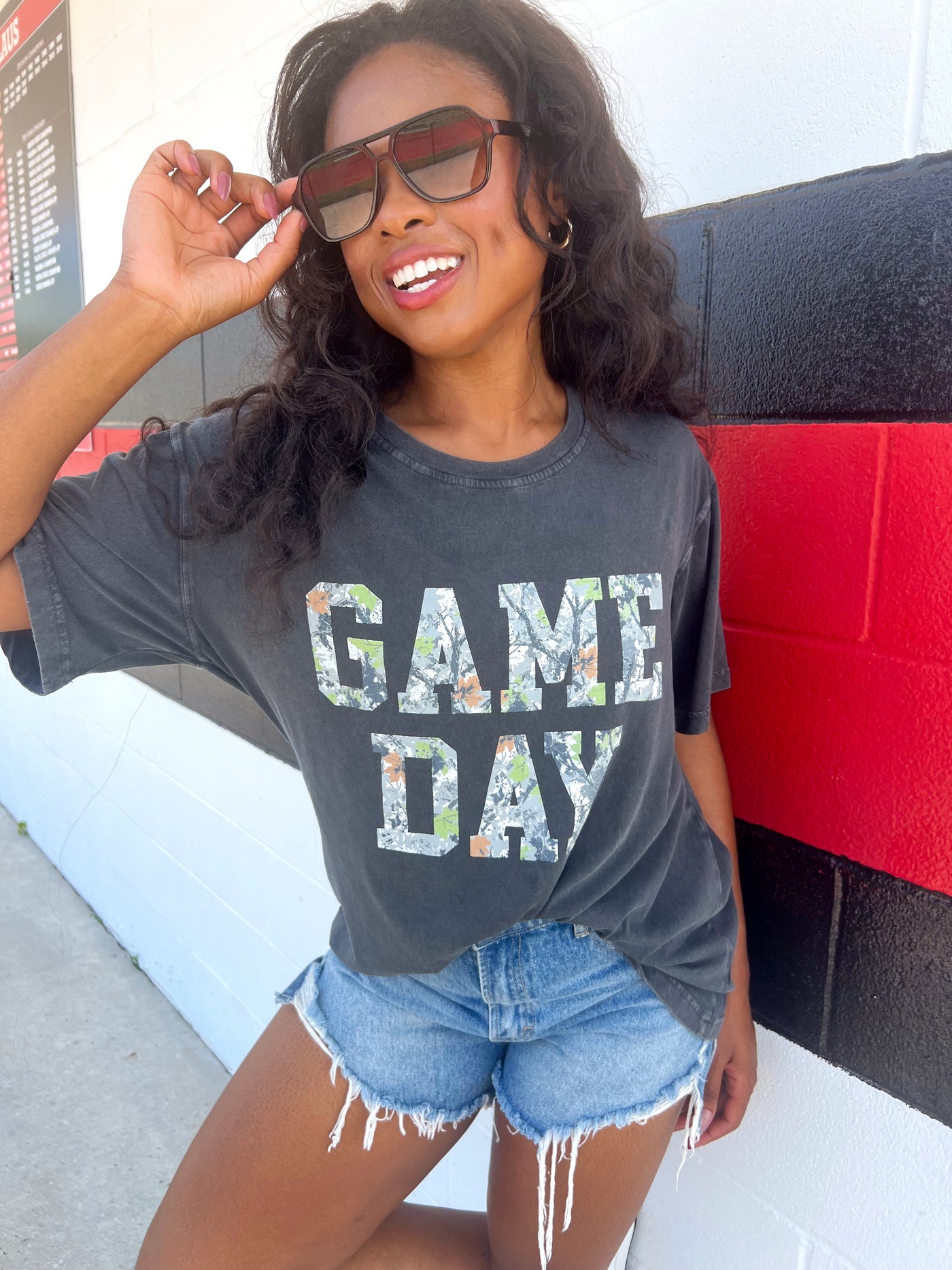 Camo Gameday Oversized Graphic Top