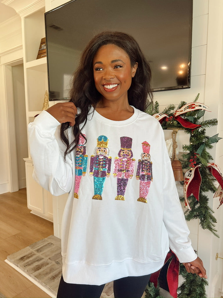 Land Of Sweets Sequined Nutcracker Sweater