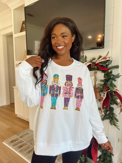 Land Of Sweets Sequined Nutcracker Sweater