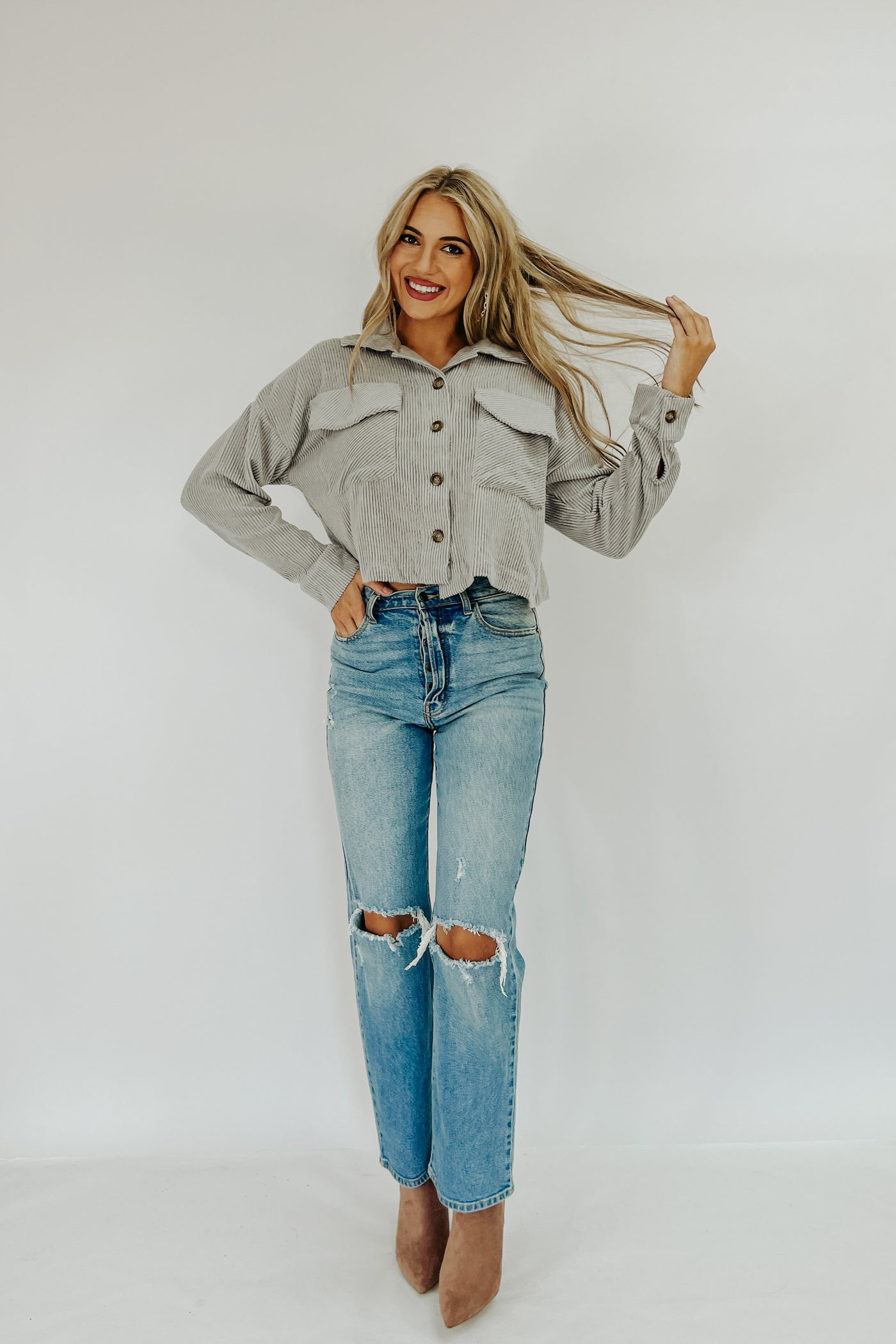 Alyssa Ribbed Cropped Shacket