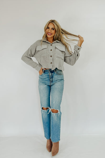 Alyssa Ribbed Cropped Shacket